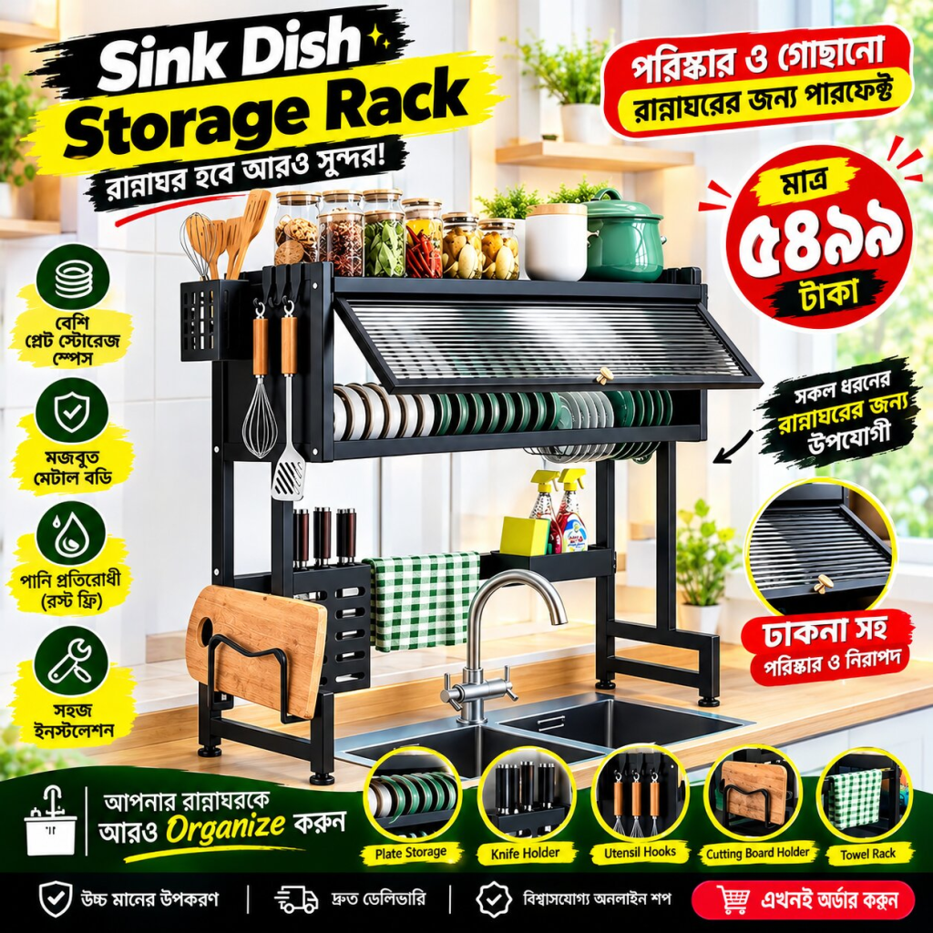 Sink Dish Kitchen Rack